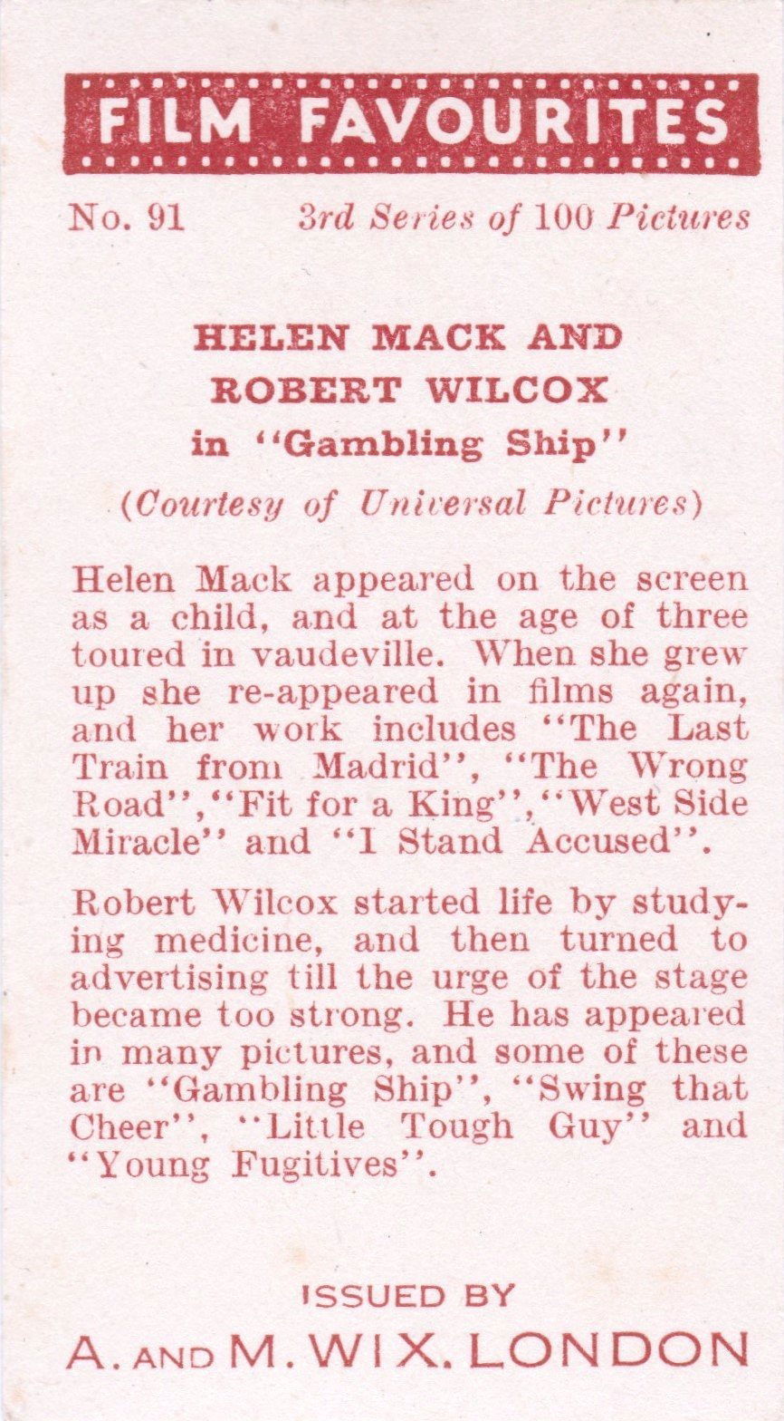 HELEN MACK AND ROBERT WILCOX in "GAMBLING SHIP"