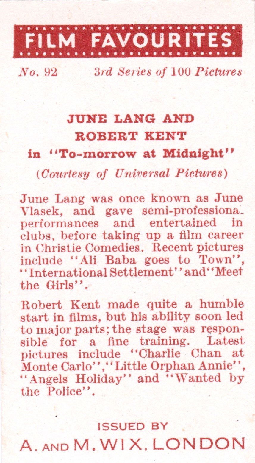 JUNE LANG AND ROBERT KENT in "TO-MORROW AT MIDNIGHT"