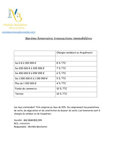 BarÈme des honoraires image