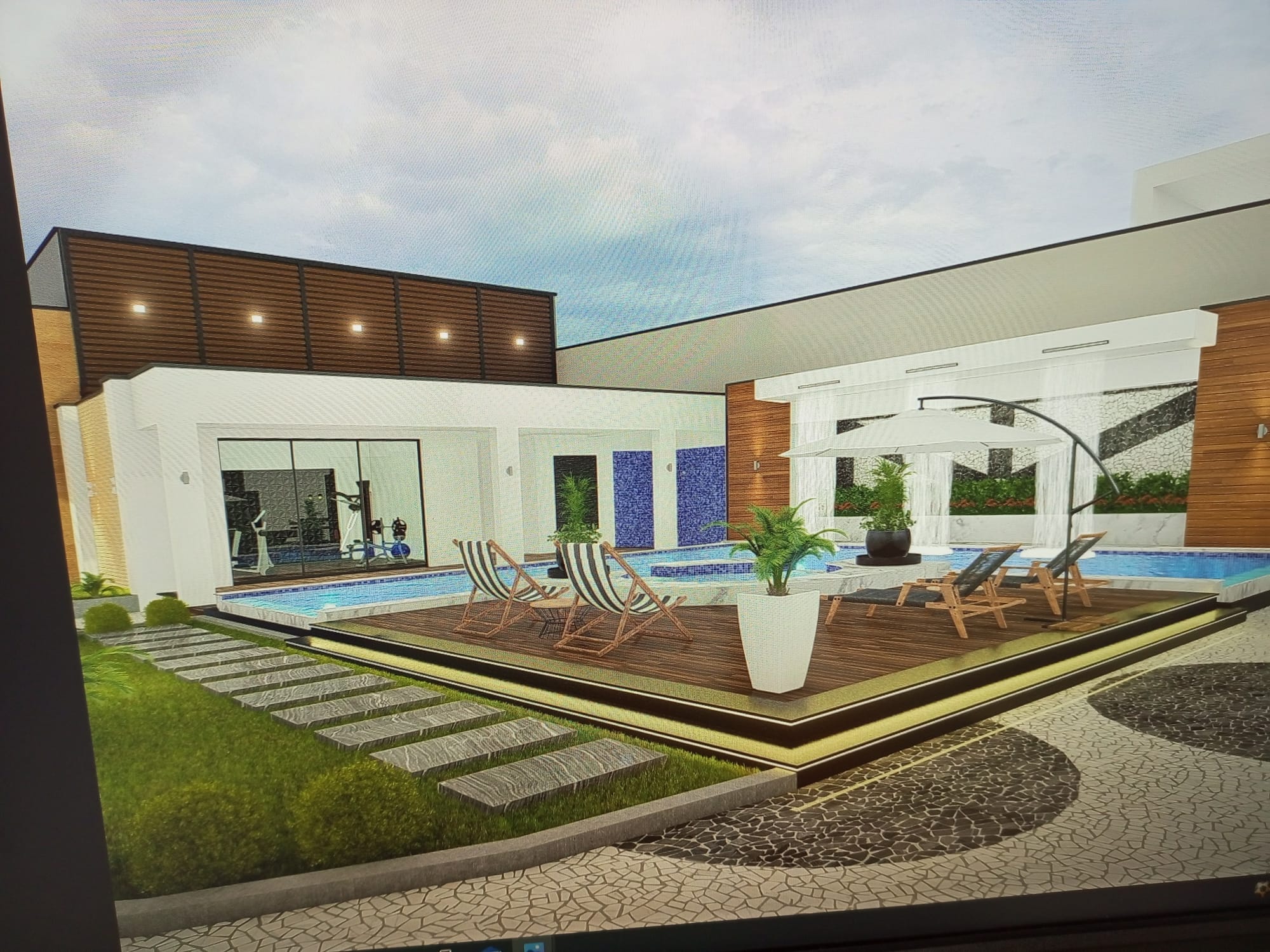 Projeto e Concepção de um quintal em Parceria com o Arquitetcto Paulo Pereira na casa A4-Condominio de Luxo em Angola