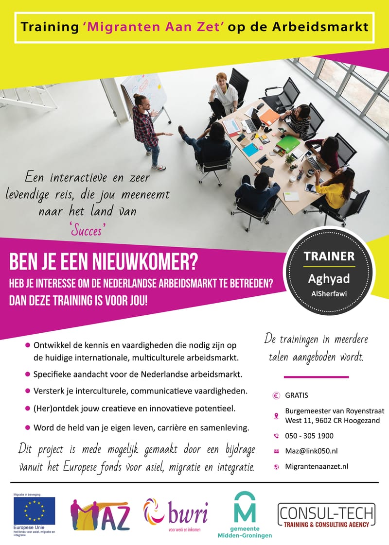 Training Migranten aan Zet op de Arbeidsmarkt (i.s.m Gemeente Midden-Groningen).