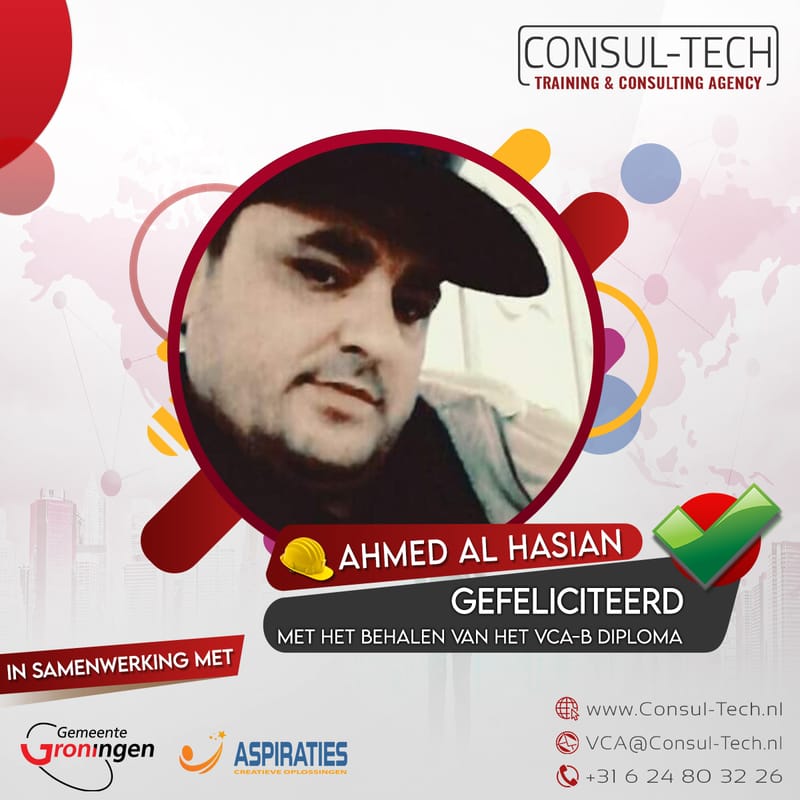 Gefeliciteerd Ahmed met het behalen van het VCA-Basis examen! 🎉 👷🏽‍♂️