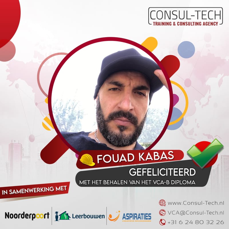 Gefeliciteerd Fouad met het behalen van het VCA-Basis examen! 🎉 👷🏽‍♂️