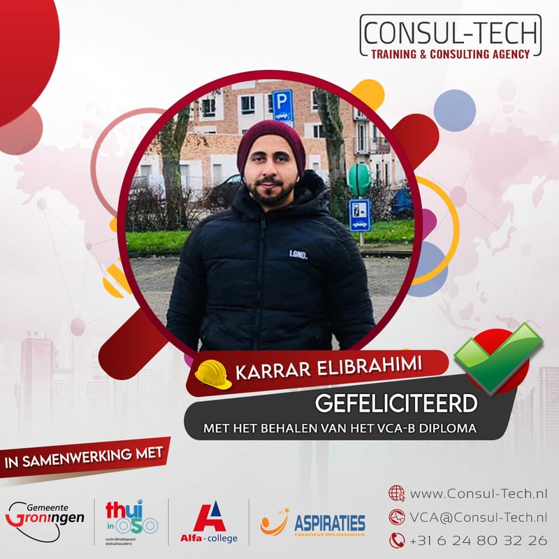 Gefeliciteerd Karrar met het behalen van het VCA-Basis examen! 🎉 👷🏽‍♂️