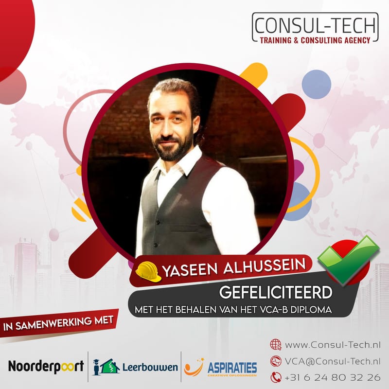 Gefeliciteerd Yaseen met het behalen van het VCA-Basis examen! 🎉 👷🏽‍♂️