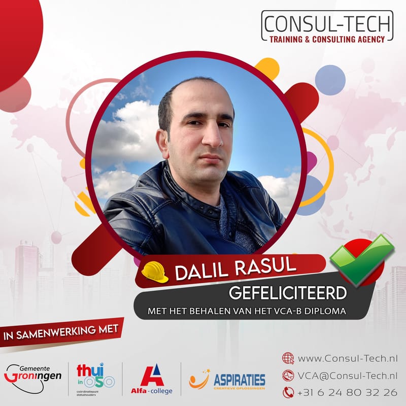 Gefeliciteerd Dalil met het behalen van het VCA-Basis examen! 🎉 👷🏽‍♂️