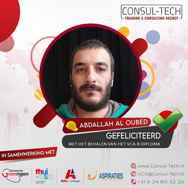Gefeliciteerd Abdallah met het behalen van het VCA-Basis examen! 🎉 👷🏽‍♂️