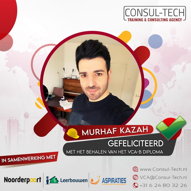 Gefeliciteerd Murhaf met het behalen van het VCA-Basis examen! 🎉 👷🏽‍♂️