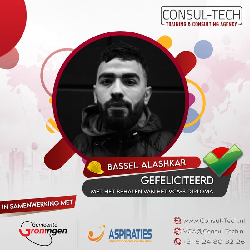 Gefeliciteerd Bassel met het behalen van het VCA-Basis examen! 🎉👷🏽‍♂️