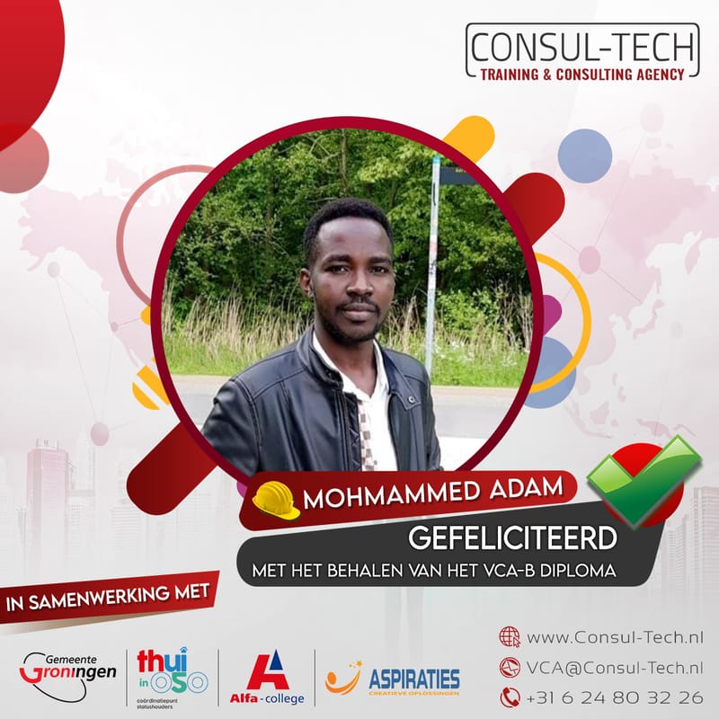 Gefeliciteerd Mohammed met het behalen van het VCA-Basis examen! 🎉 👷🏽‍♂️