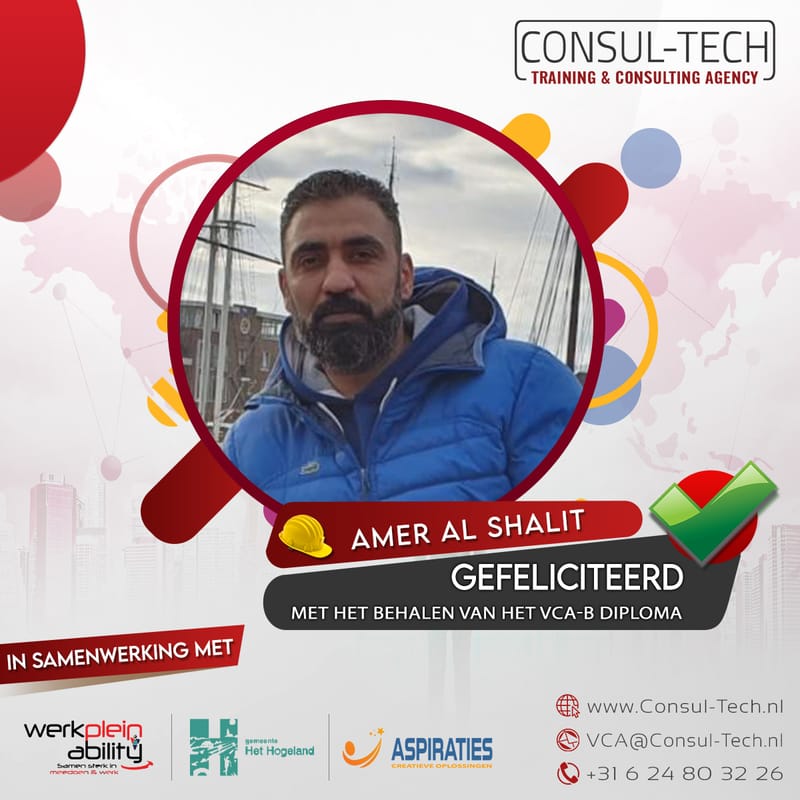 Gefeliciteerd Amer met het behalen van het VCA-Basis examen! 🎉 👷🏽‍♂️