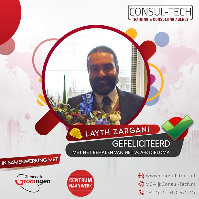 Gefeliciteerd Layth met het behalen van het VCA-Basis examen! 🎉 👷🏽‍♂️