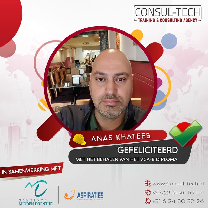 Gefeliciteerd Anas met het behalen van het VCA-Basis examen! 🎉 👷🏽‍♂️