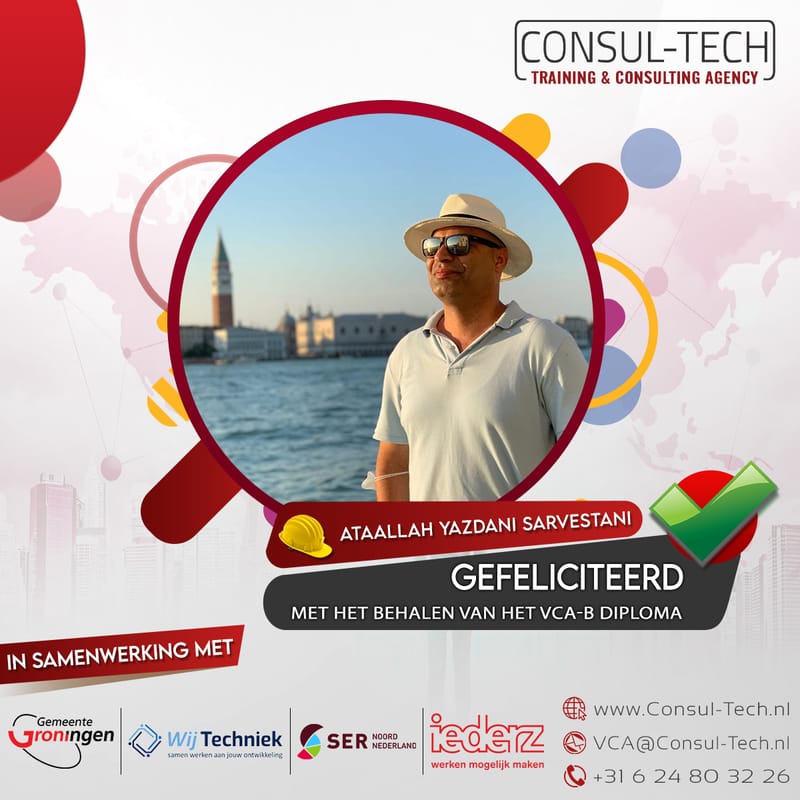 Gefeliciteerd Ataallah met het behalen van het VCA-Basis examen! 🎉 👷🏽‍♂️