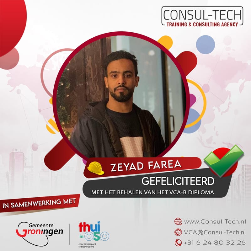 Gefeliciteerd Zeyad met het behalen van het VCA-Basis examen! 🎉 👷🏽‍♂️