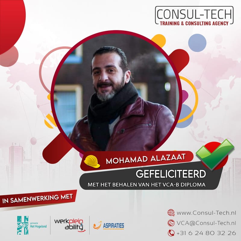 Gefeliciteerd Amer met het behalen van het VCA-Basis examen! 🎉 👷🏽‍♂️