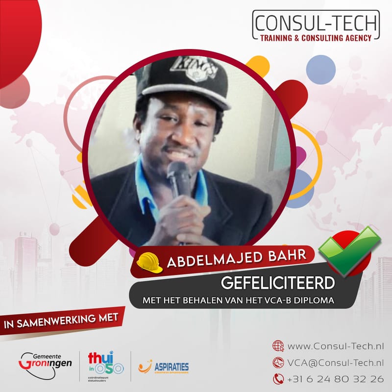 Gefeliciteerd Abdelmajed met het behalen van het VCA-Basis examen! 🎉 👷🏽‍♂️