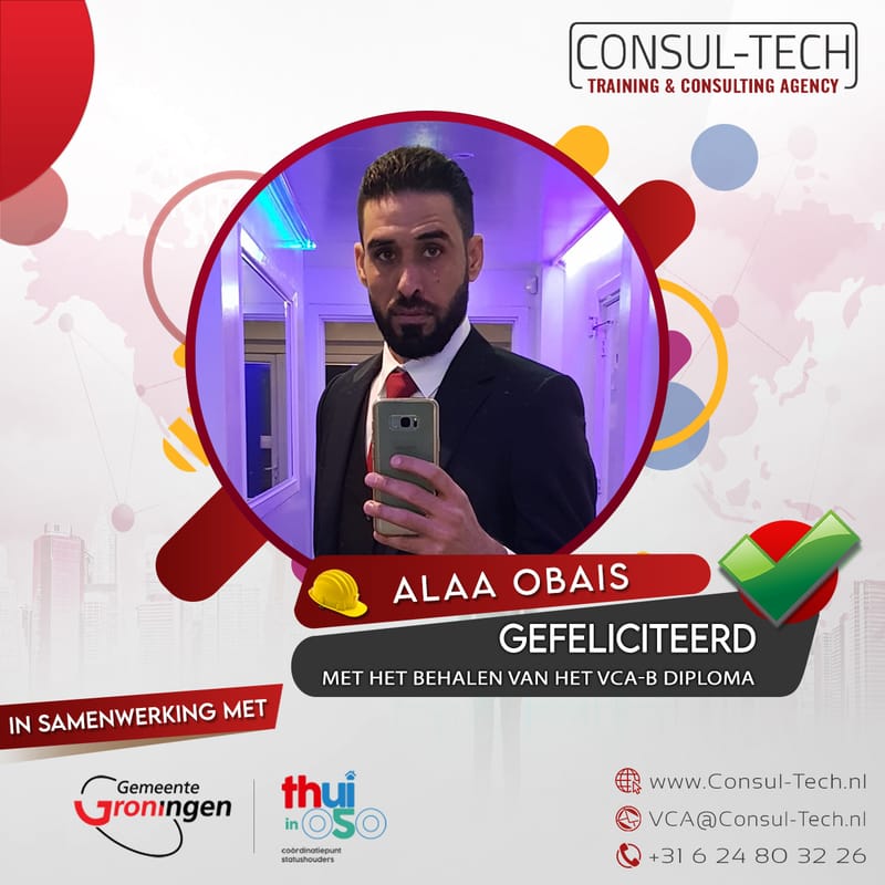 Gefeliciteerd Alaa met het behalen van het VCA-Basis examen 🎉 👷🏽‍♂️