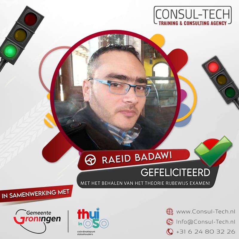🚗💨 Proficiat aan Raeid met het behalen van het theorie-examen voor zijn rijbewijs!