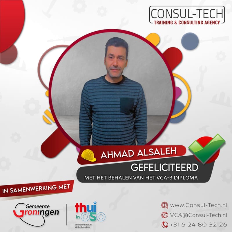 Van harte gefeliciteerd Ahmad met het behalen van het VCA-Basis examen! 🎉 👷🏽‍♂️