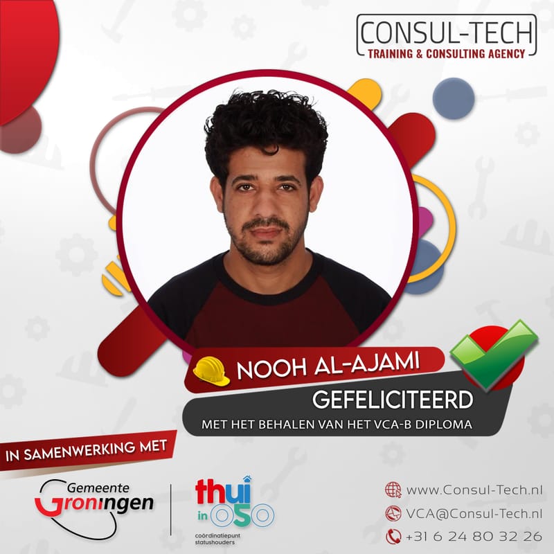 Trots op Nooh, die vanaf de eerste poging zijn VCA-Basis examen heeft gehaald! 🌟