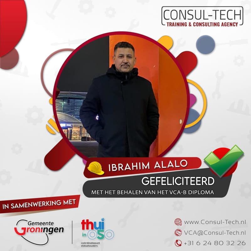 🎉🛠️ Gefeliciteerd Ibrahim met het succesvol afronden van je VCA-Basis cursus 🌟