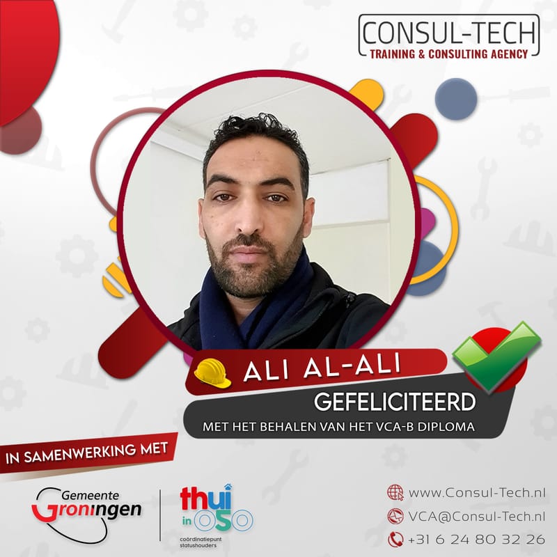 🎉 Proficiat aan Ali Al-Ali met het behalen van zijn VCA-B certificaat!