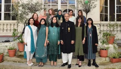 Flag hoisting ceremony on Pakistan Day at Embassy of Pakistan in Paris.