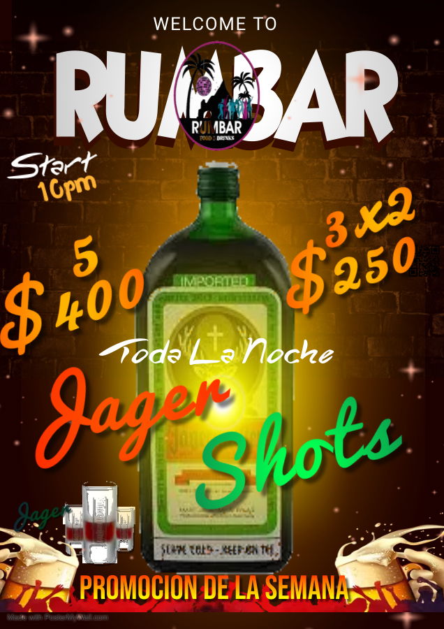 JAGGER BOMBS SHOTS 3X2 O 5X$400 MXN