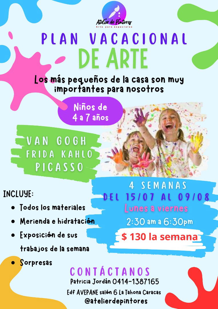 Plan Vacacional de Arte 2024 para niños de 4 a 7 años