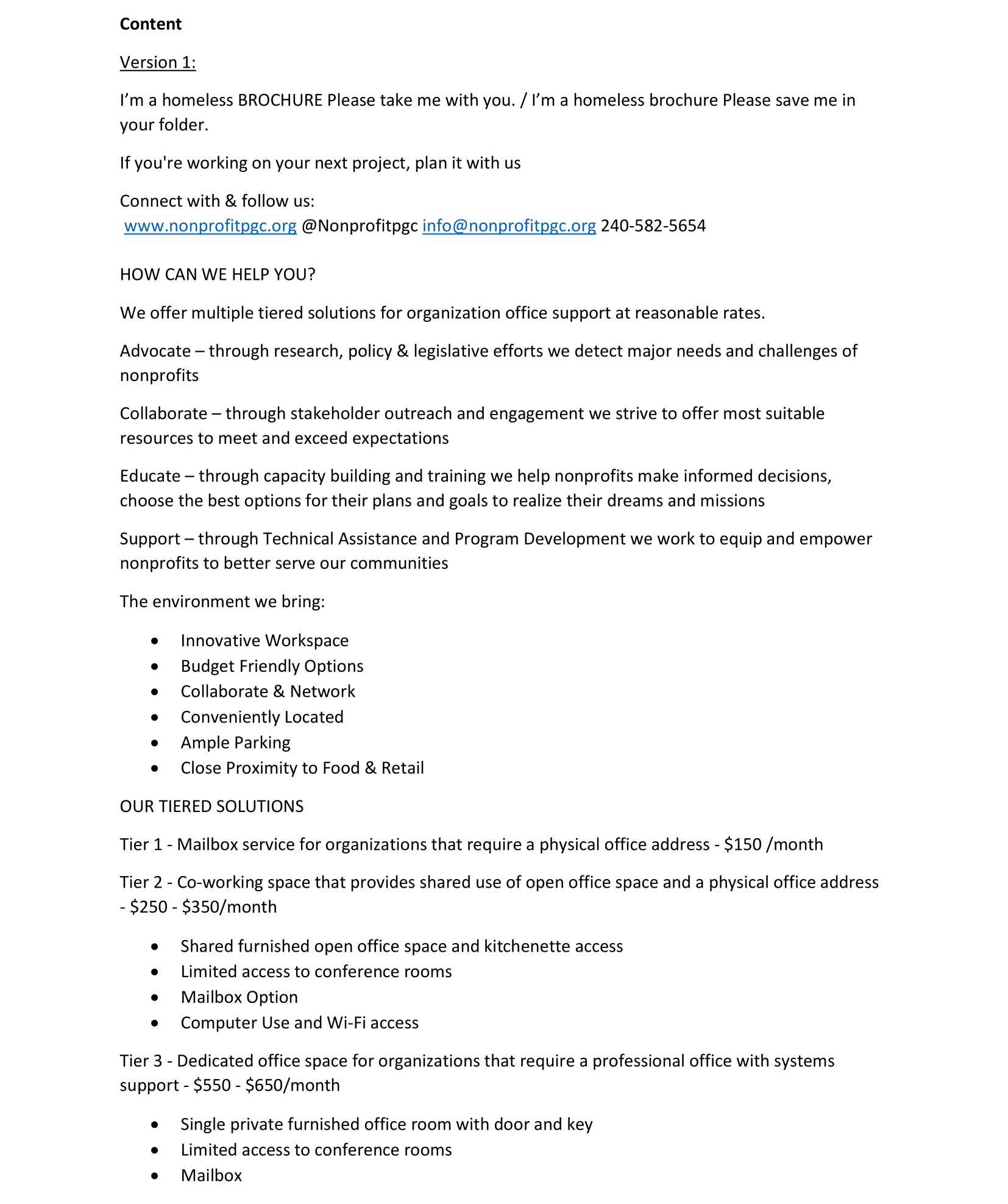 Brochure Copywriting