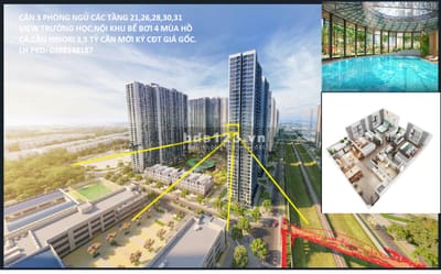 Ban chung cu tai Vinhomes Smart City căn 3PN Sakura, view dep, gia chi 3,4 ty