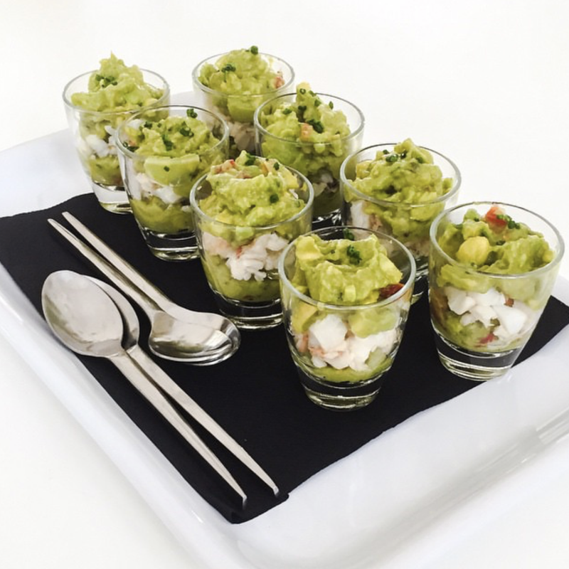 Verrines guacamole crevettes