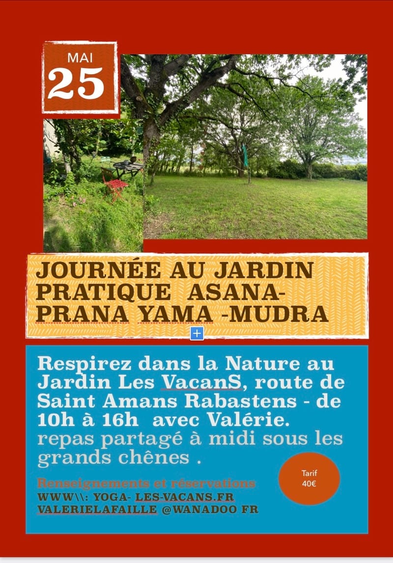 Journée de Hatha Yoga au jardin 25 mai 2024