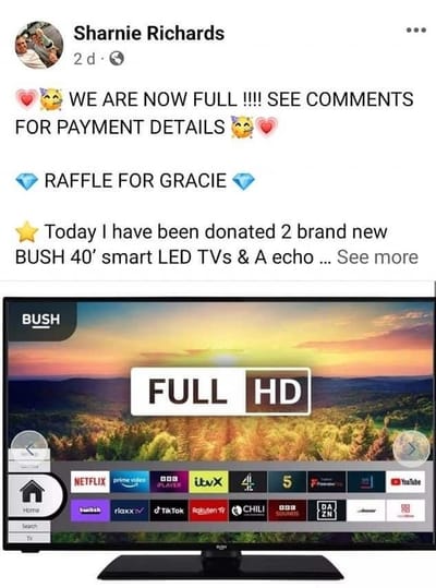 Tv Raffle Sharnie Richards