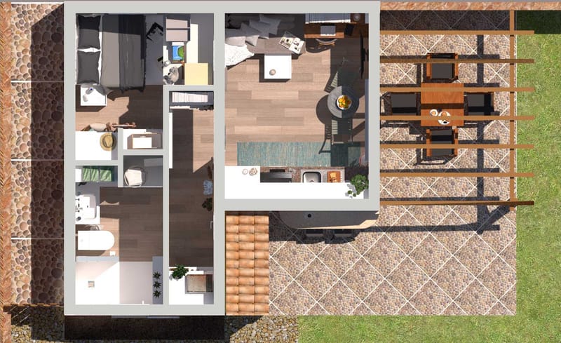 Transformation d'un appentis en studio