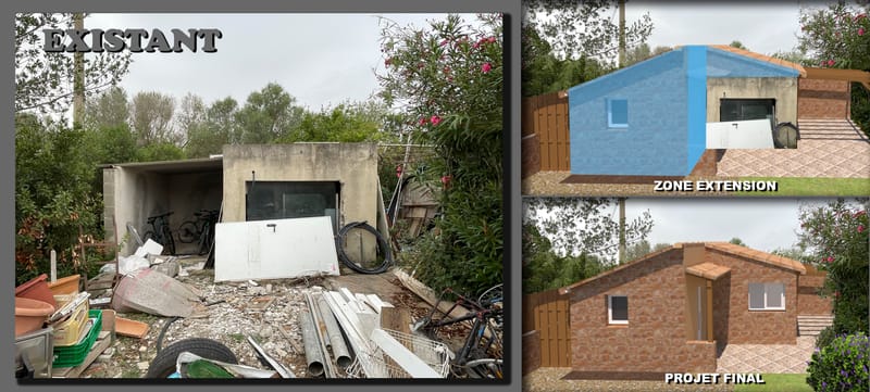 Transformation d'un appentis en studio