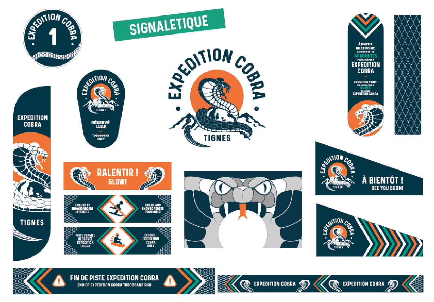 Signalétique piste de Luge nocturene EXPEDITION COBRA