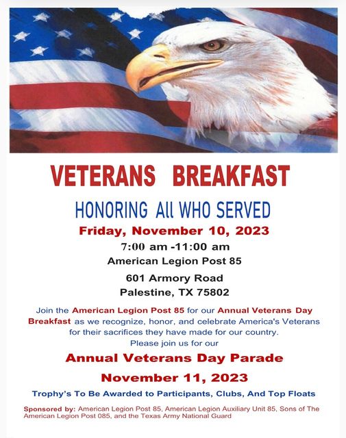 Annual Veterans Day Breakfast 11/10/23