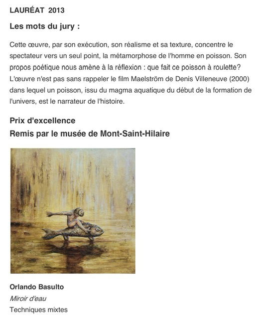 Premio a la Excelencia otorgado por el Museo Mont-Saint-Hilaire