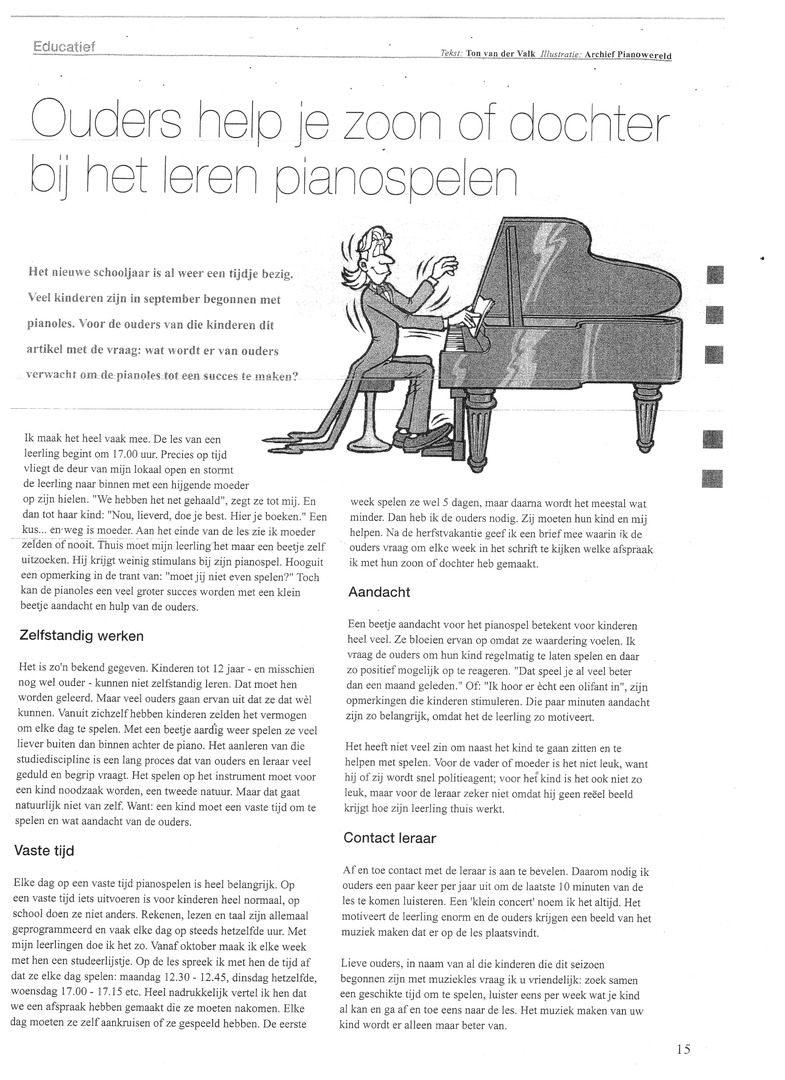 Ouder help je kind bij het leren piano spelen