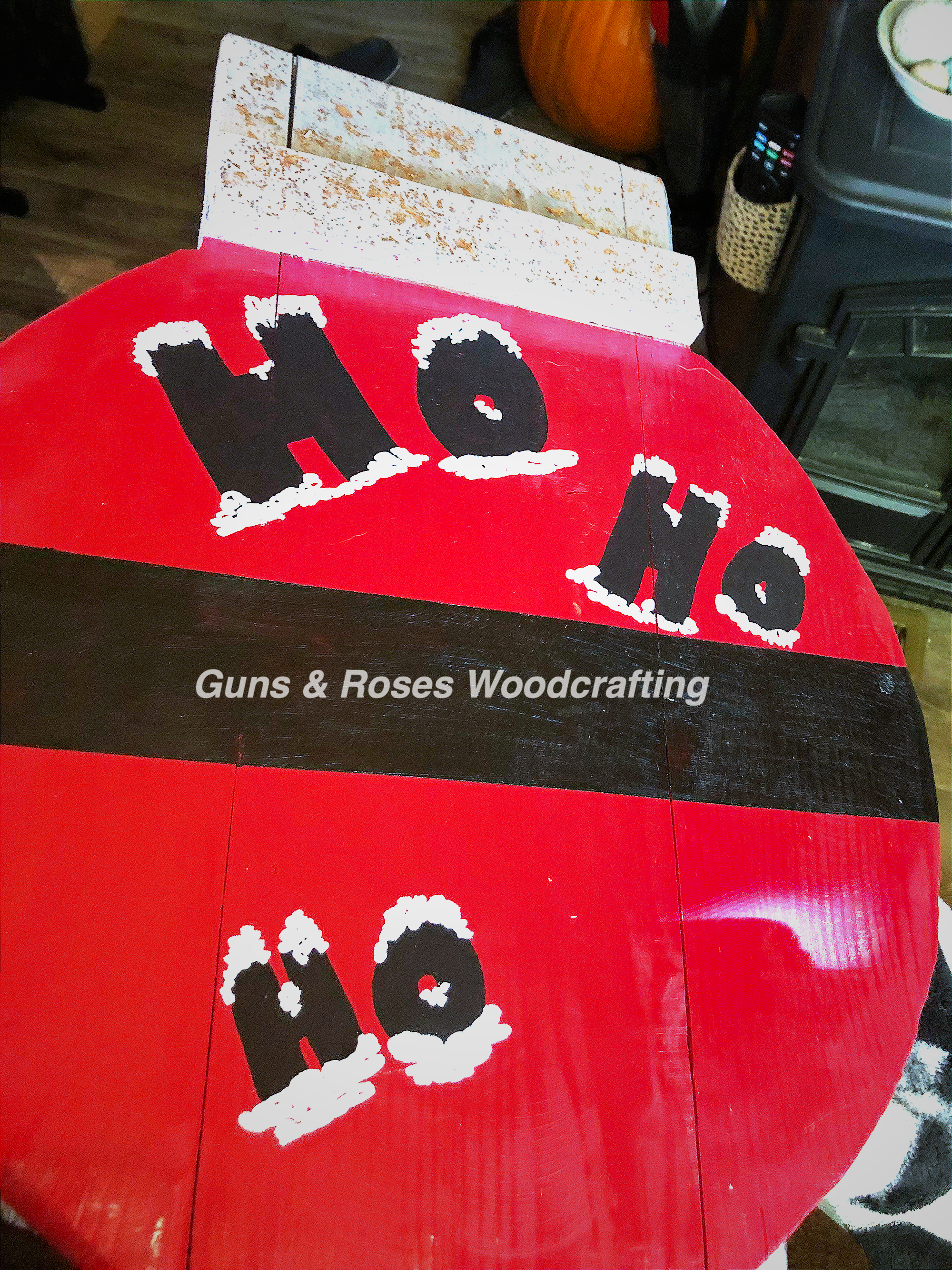 Wooden Christmas Ball Featuring "HO HO HO"