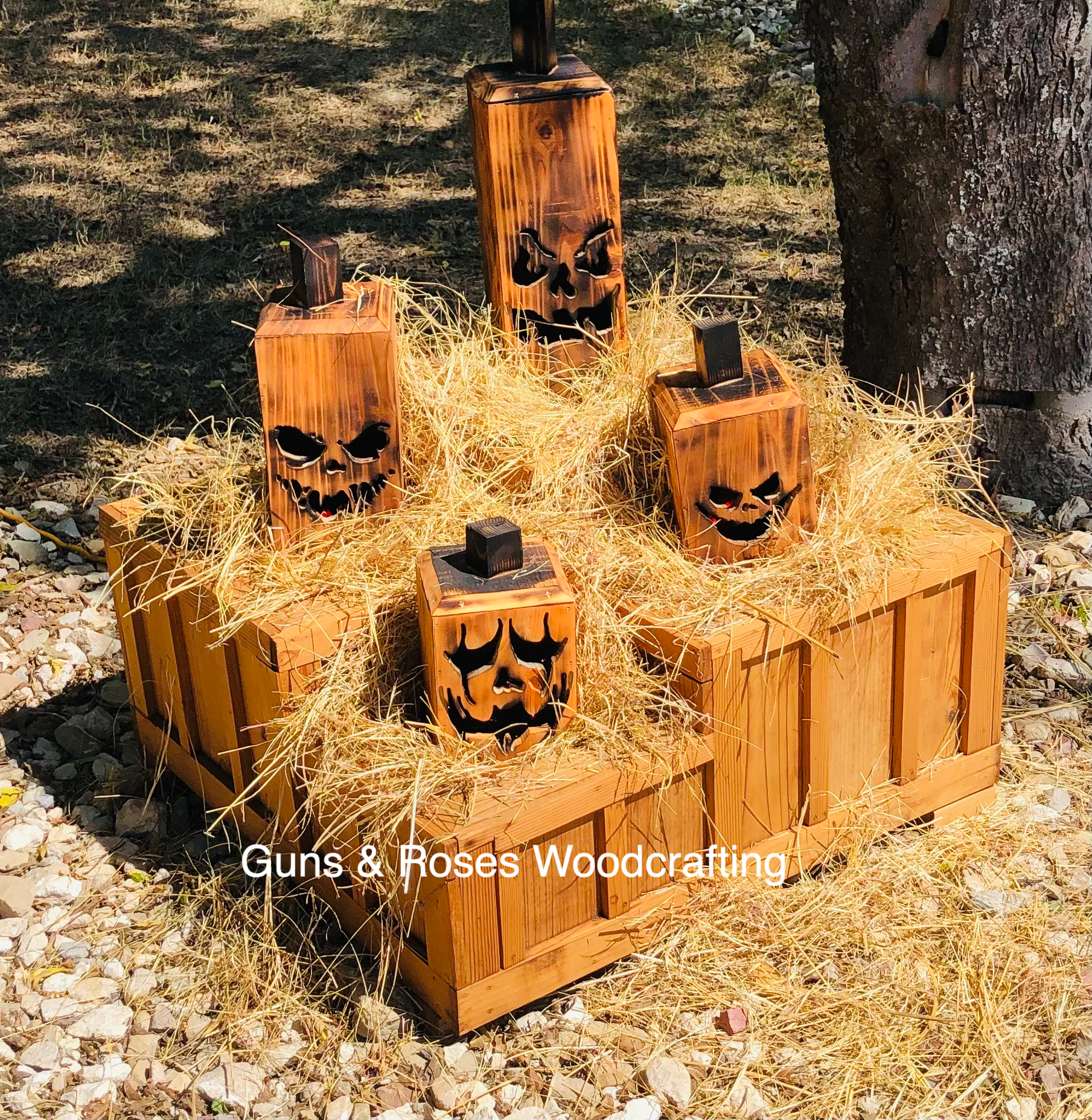 Ghoul-Faced Lantern Pumpkins