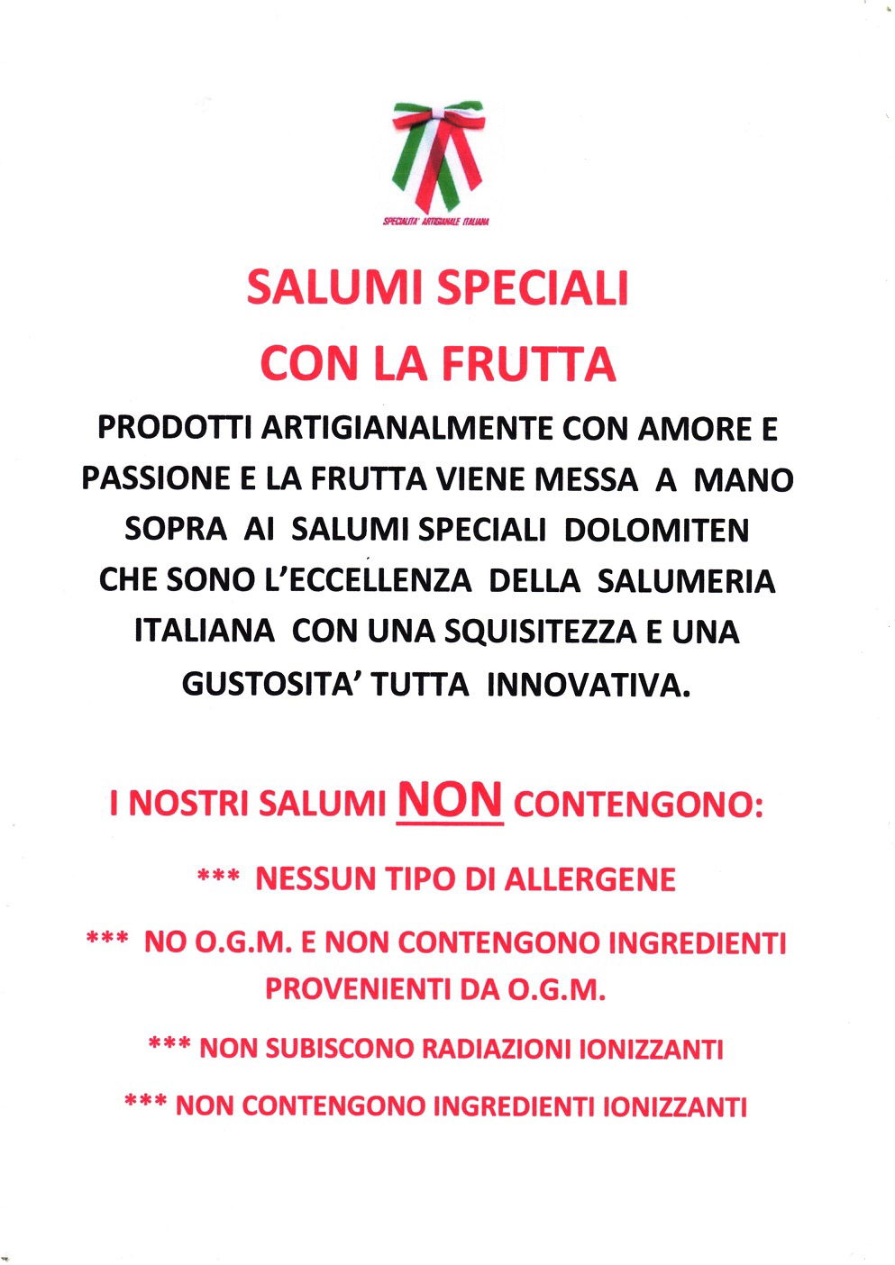 SENZA ALLERGENI NO OGM SENZA RADIAZIONI IONIZZANTI A BASSISSIMO CONTENUTO DI SALE