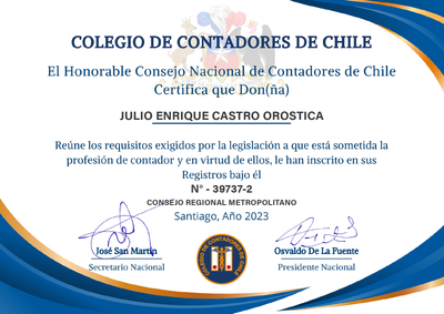 Certificado Colegio Contadores de Chile
