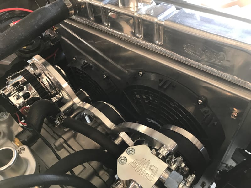 Custom fan shroud to solve clearance issues on a 1972 Dodge Demon.