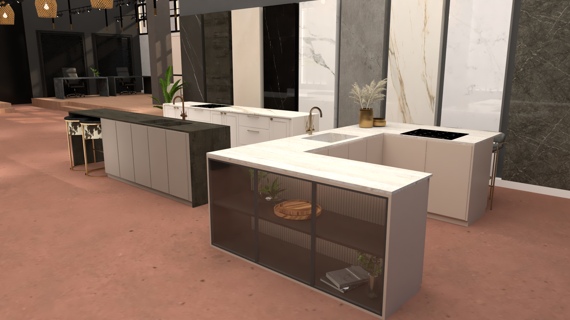 פרויקט שיפוץ אולם תצוגה בורונה תעשיות שיש 