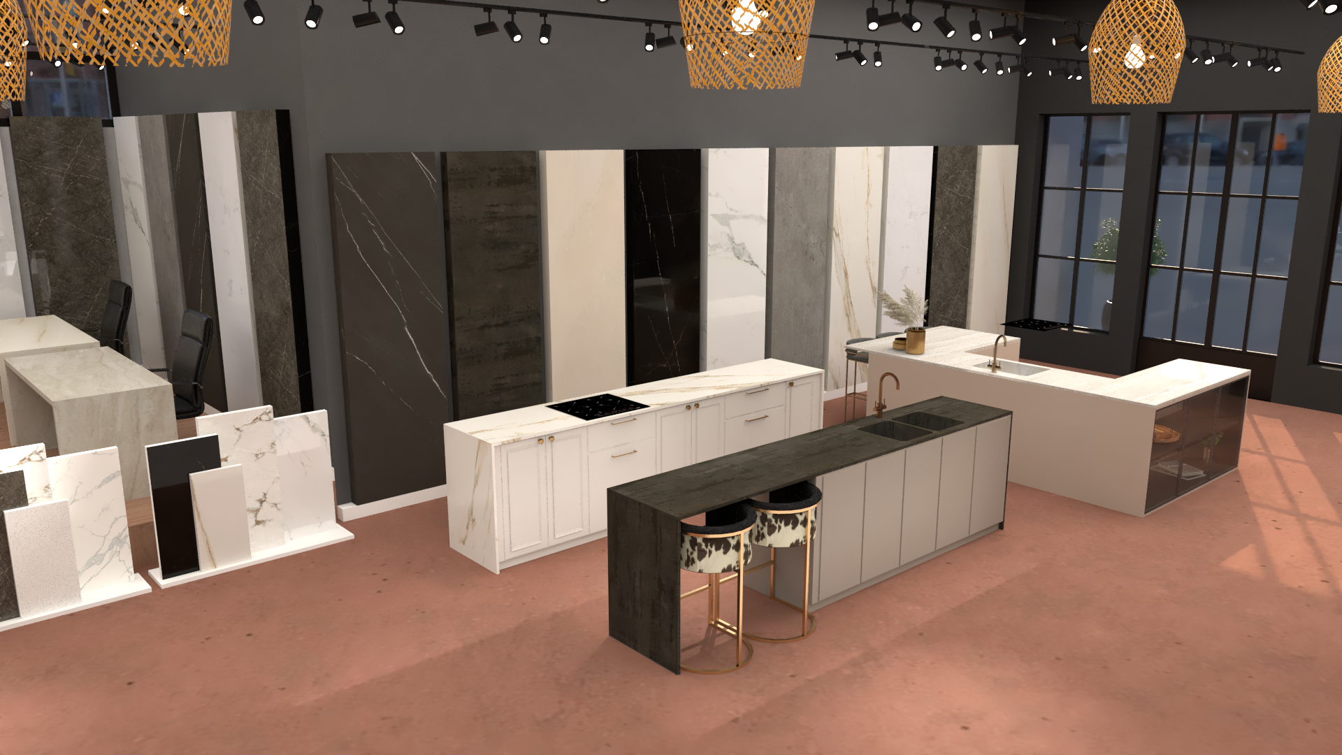 פרויקט שיפוץ אולם תצוגה בורונה תעשיות שיש 