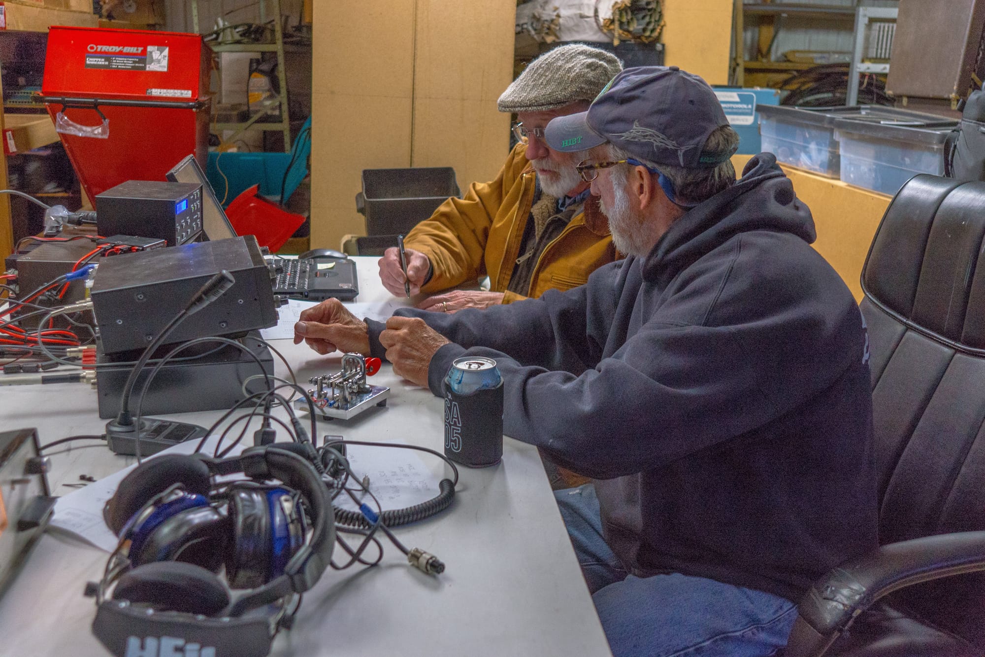 Art Taylor KL7SK and Den Niles, WV7S checking out a Field Day radio