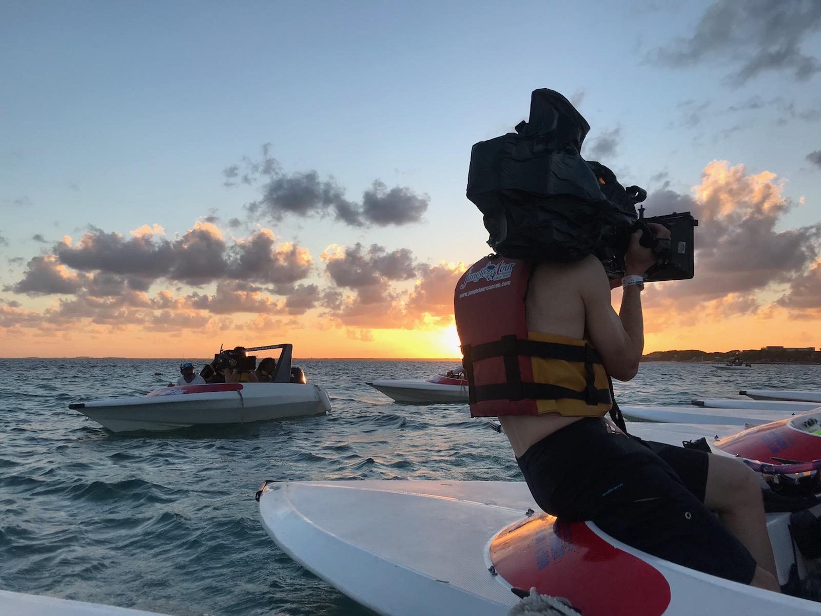 Braving the sunsets in Cancún.